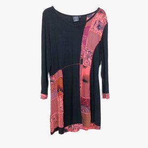 Fresh Groove Long Sleeve Long V-Neck Pieced Top